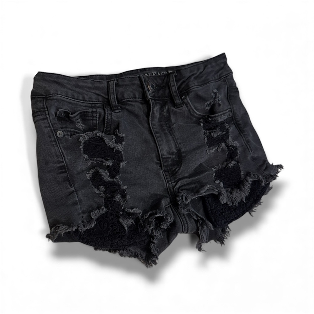 American Eagle Women’s Black Distressed Jean Shorts size 2